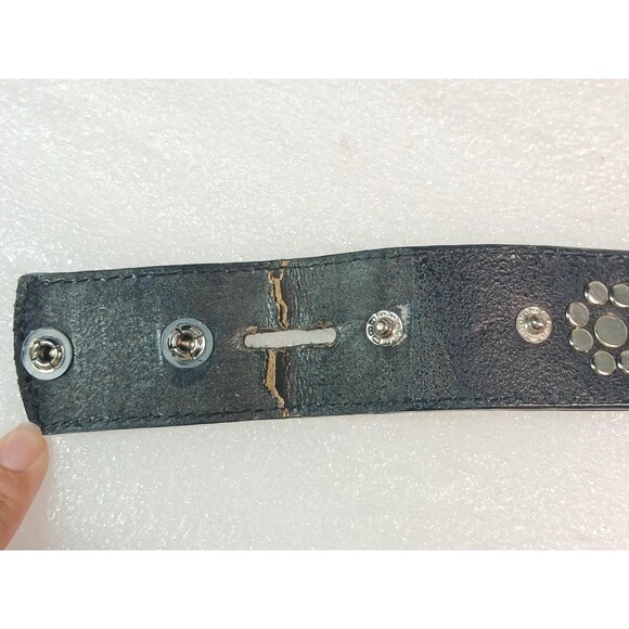 Nocona Leather Western Belt Size 32/34 Turquoise Rhinestones Cowgirl Rodeo Worn main image 5